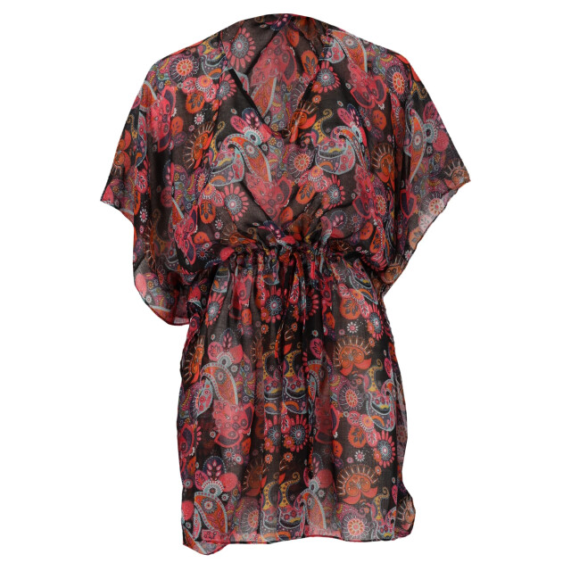 Sarlini Dames tuniek strandjurk polyester kaftan print zwart 000423 large
