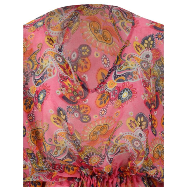 Sarlini Dames tuniek strandjurk polyester kaftan print roze 000423 large