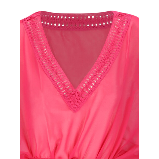 Sarlini Dames tuniek strandjurk polyester chiffon effen fuchsia fel 000423 large