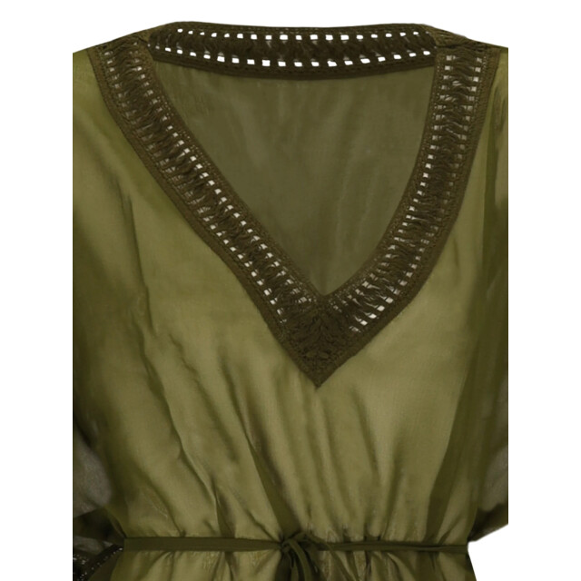 Sarlini Dames tuniek strandjurk polyester chiffon effen kaki 000423 large