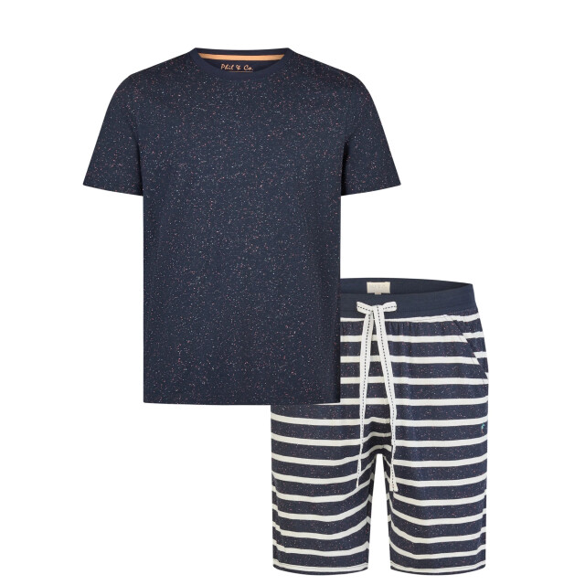 Phil & Co Heren shortama korte pyjama set gemêleerd/gestreept PH-6211-02 large