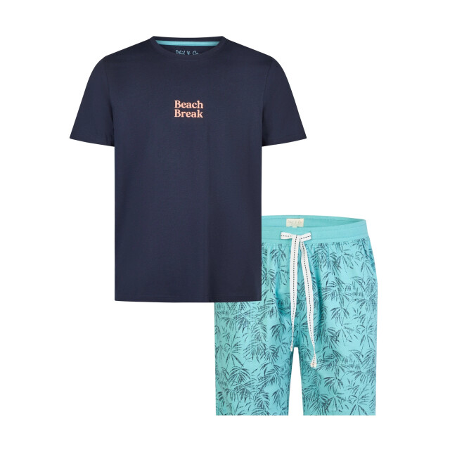 Phil & Co Heren shortama korte pyjama set blauw gebloemd PH-6208-02 large