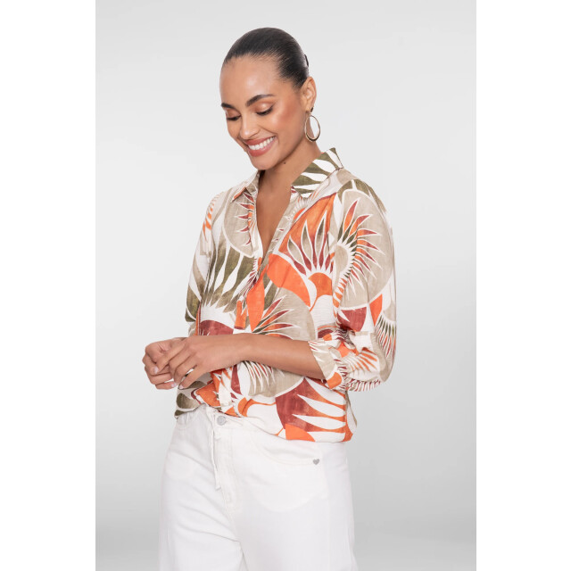 Geisha 63483 250 blouse dark orange green camel 63483 250 large