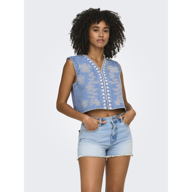 Only Onlnoella emb dnm waistcoat siji blue denim 4250.35.0055 large