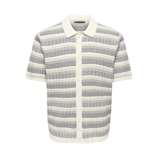 Only & Sons Onsleeds reg ss shirt knit noos ecru dessin 5319.08.0034 large