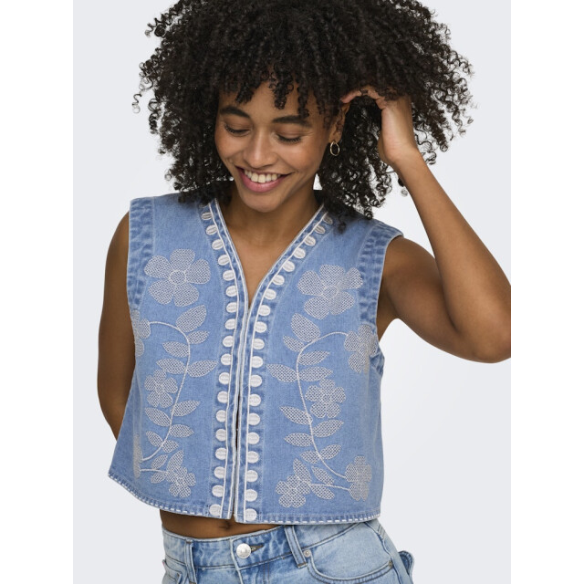 Only Onlnoella emb dnm waistcoat siji blue denim 4250.35.0055 large