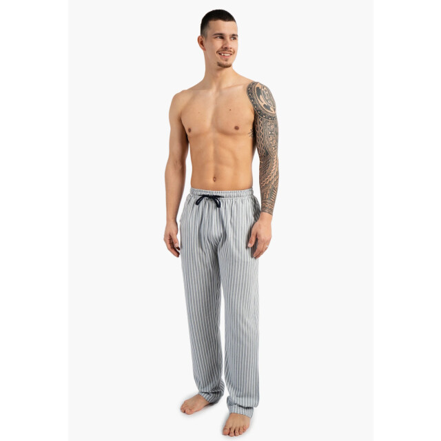 Phil & Co Heren lange pyjamabroeken 2-pack grijs gestreept/donkerblauw PH-6300-02 large