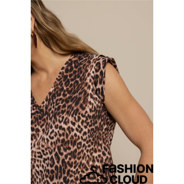 Studio Anneloes leone leopard vneck top 13959 9997 multi color 06010.500.0012 large