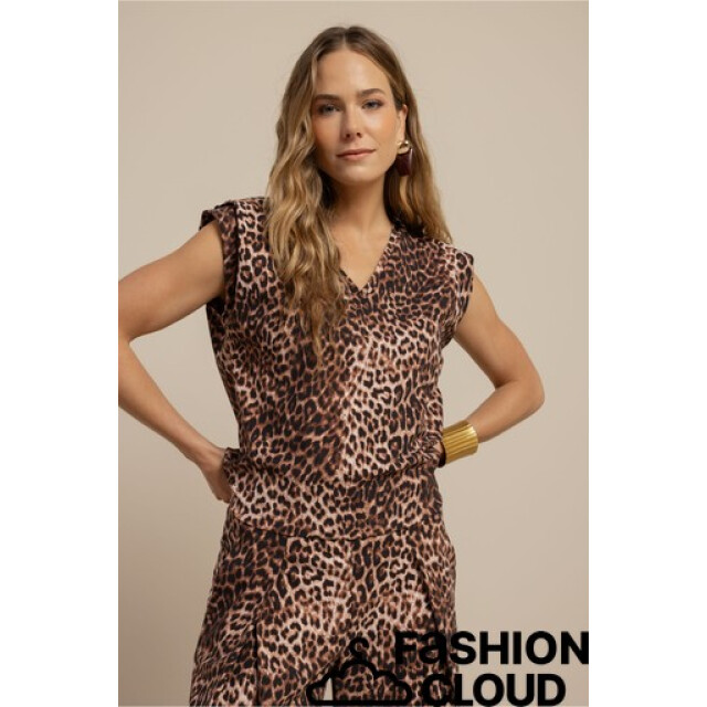 Studio Anneloes leone leopard vneck top 13959 9997 multi color 06010.500.0012 large