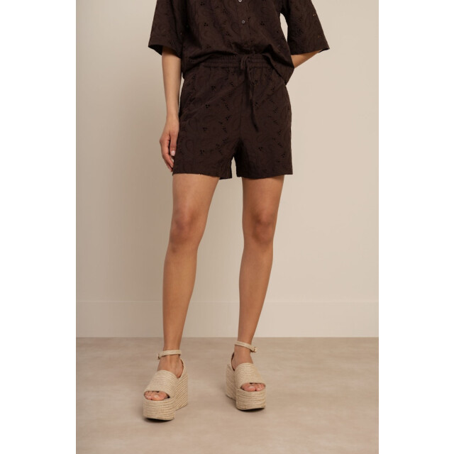 Studio Anneloes zena broderie shorts 13941 8700 espresso 06902.882.0006 large