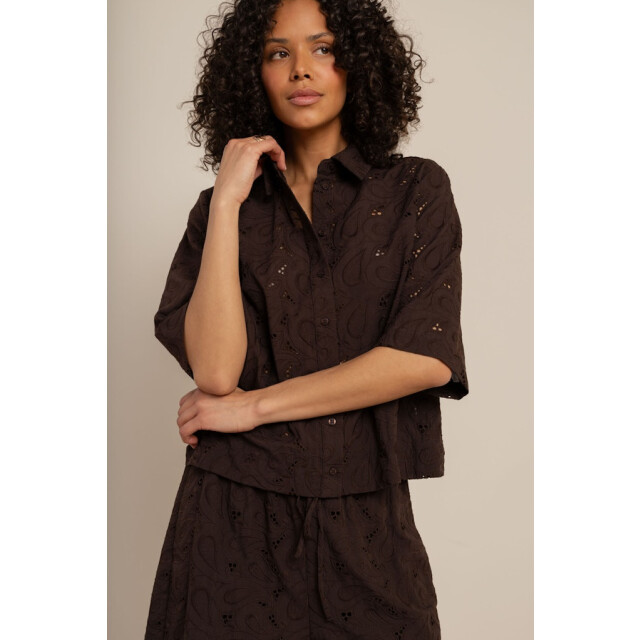 Studio Anneloes nyra broderie blouse 13997 8700 espresso 06613.882.0007 large
