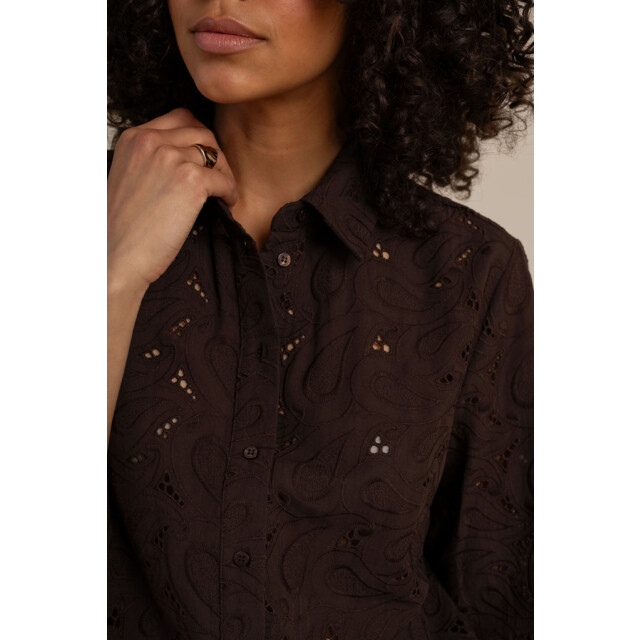 Studio Anneloes nyra broderie blouse 13997 8700 espresso 06613.882.0007 large