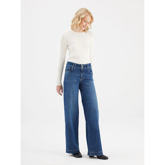 C.O.J. Denim Wide straight jeans dark blue Carlotta-4 large