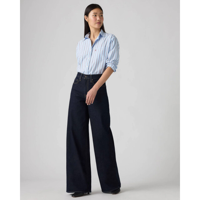 Levi's 728 high rise wide leg jeans retro rinse lb 0039B0001 large