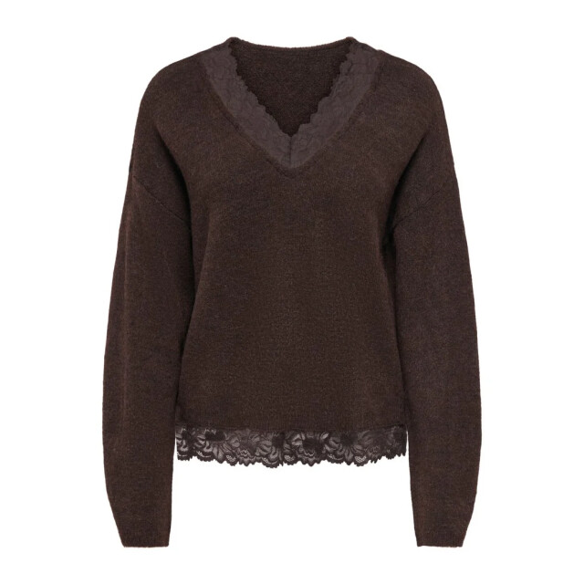 Only Onlclover ls lace v-neck reversible knt coffee bea 15382124-237375003 large