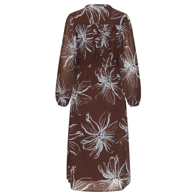 Smashed Lemon Midi jurk met grote bloemenprint in bruin en licht blauw | 8718679061582 large