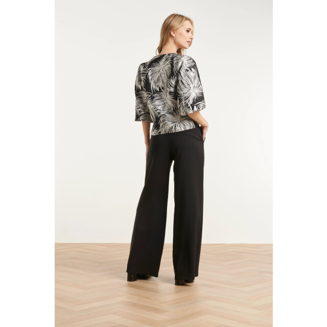 Smashed Lemon Korte top met botanische bladprint en wijde mouwen | 8718679068390 large