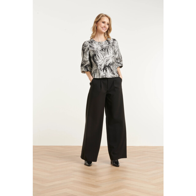 Smashed Lemon Korte top met botanische bladprint en wijde mouwen | 8718679068390 large