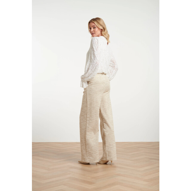Smashed Lemon Taupekleurige textured wide leg trousers | 8718679058513 large