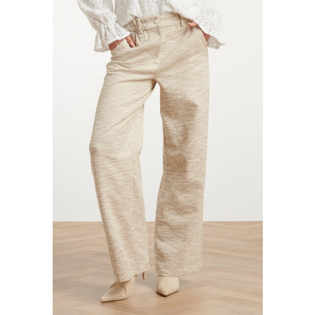 Smashed Lemon Taupekleurige textured wide leg trousers | 8718679058513 large