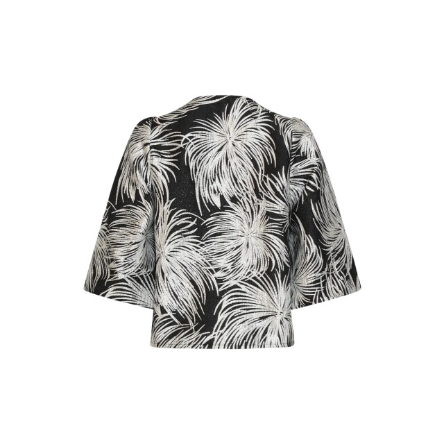 Smashed Lemon Korte top met botanische bladprint en wijde mouwen | 8718679068390 large