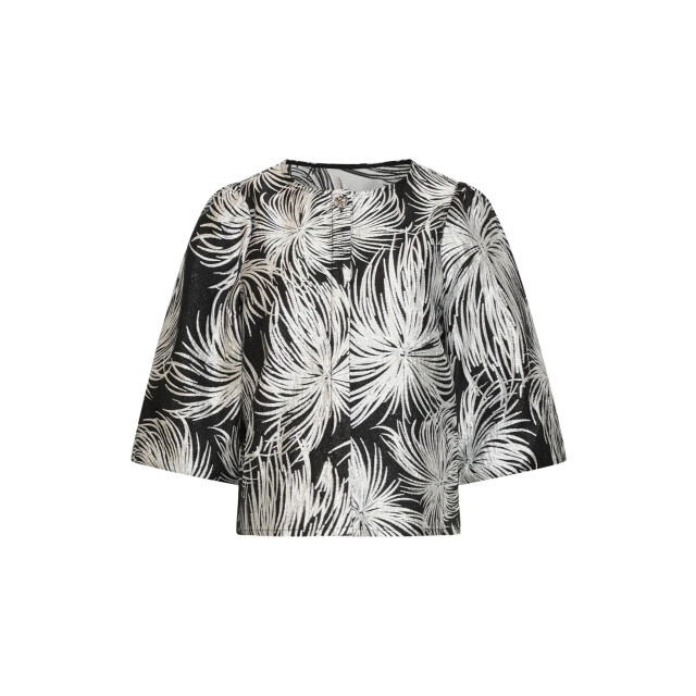 Smashed Lemon Korte top met botanische bladprint en wijde mouwen | 8718679068390 large