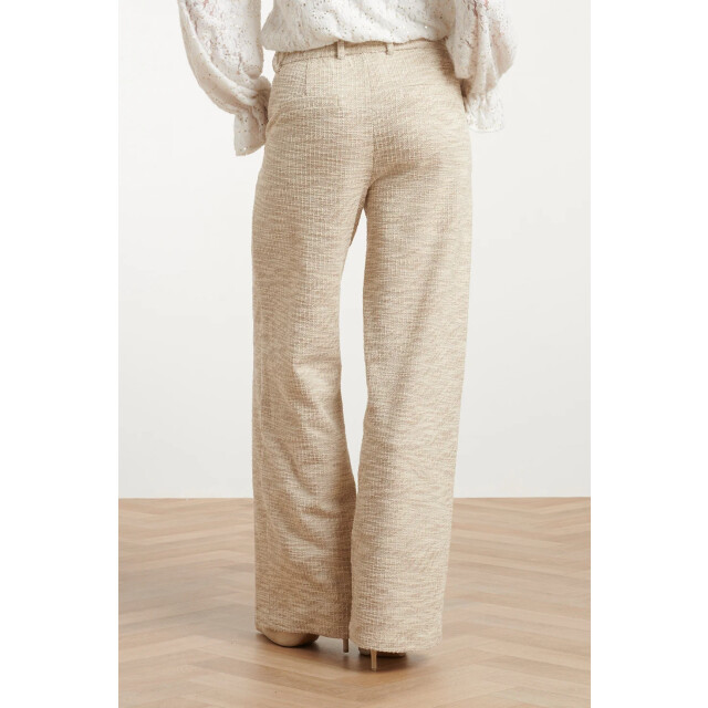 Smashed Lemon Taupekleurige textured wide leg trousers | 8718679058513 large