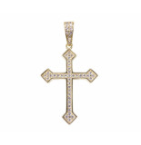 Christian 14 karaat gouden kruis met zirkonia