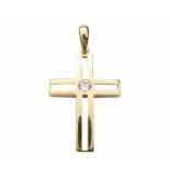 Christian Gouden kruis met solitaire zirkonia