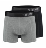 Shiwi 2-pack boxershorts solid grijs