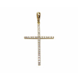 Christian Gouden kruis met zirkonia's hanger