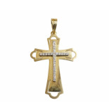 Christian 14 karaat bicolor gouden kruis met zirkonia