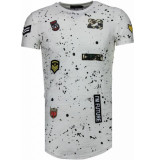 Justing Military patches paint splash t-shirt