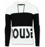 Enos Hoodie slim fit striped sweater black and white