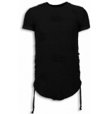 Justing Destroyed look t-shirt ribbon long fit sweater