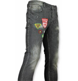 Justing Jeans patches spijkerbroek verfspatten