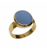 Christian Gouden cachet ring met blauwe lagensteen