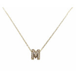 Christian Gouden ketting met m zirkonia hanger