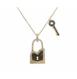 Christian Gouden zirkonia sleutel met slot hanger