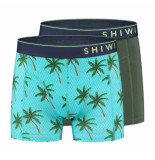 Shiwi 2-pack boxershorts painted palms blauw army