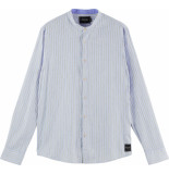Scotch & Soda Relaxed fit- collarless shirt in blue striped
