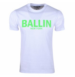Ballin New York heren t-shirt regular fit wit neon groen