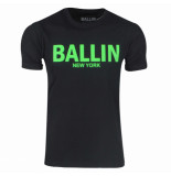 Ballin New York heren t-shirt ronde hals regular fit zwart neon groen