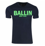 Ballin New York heren t-shirt ronde hals regular fit navy neon groen