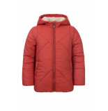 Looxs Revolution Koraalrode gewatteerde jas met borg voor meisjes in de kleur