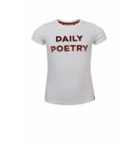 Looxs Revolution Off-white t-shirt velours print voor meisjes in de kleur