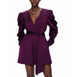 Ted Baker Liannii wrap front playsuit with puffed sleeve deep purple