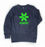 Osaka Trui deshi sweater navy melange green logo