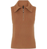 Y.A.S Dalma zip knit spencer vest s. tobacco brown