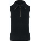Y.A.S Dalma zip knit spencer vest s. black